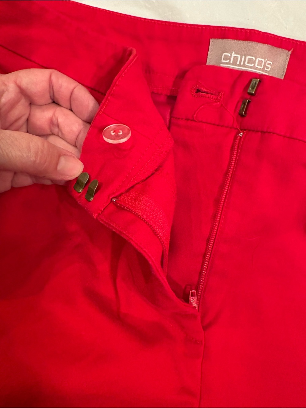 Chico's Vibrant Red Ankle-Length Pants. Size large or Chico’s size 2 - Picture 6 of 12
